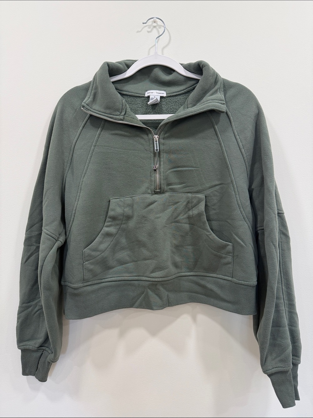 Half-Zip Fleece Pullover Sweater - Green